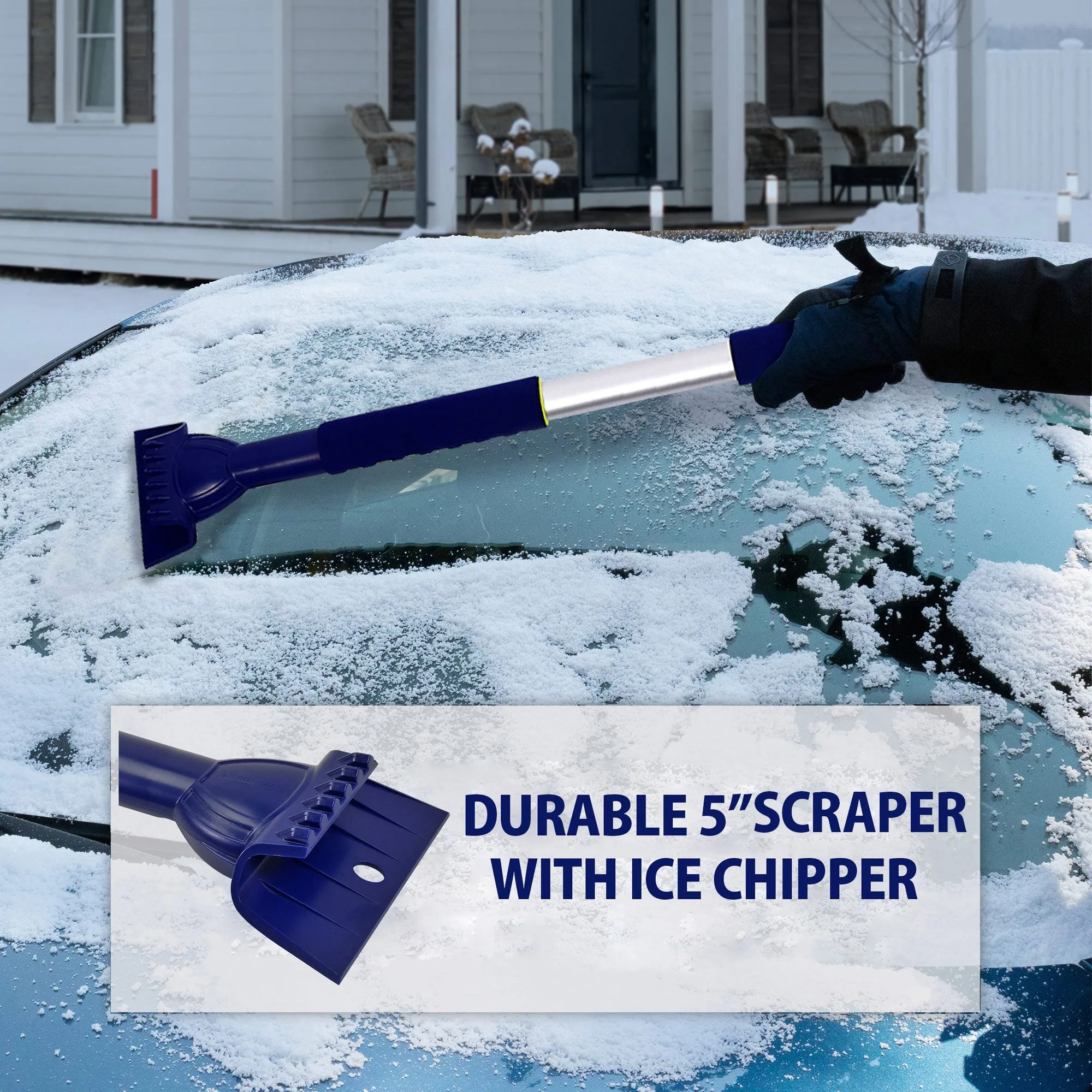 Michelin Ultra Duty Extendable 43-63" Snow Brush for Trucks XL Swivel Head, Squeegee, Ice Scraper, Ergonomic, Scratch Free Auto Window Snowbrush, Windshield Broom for Car, SUV