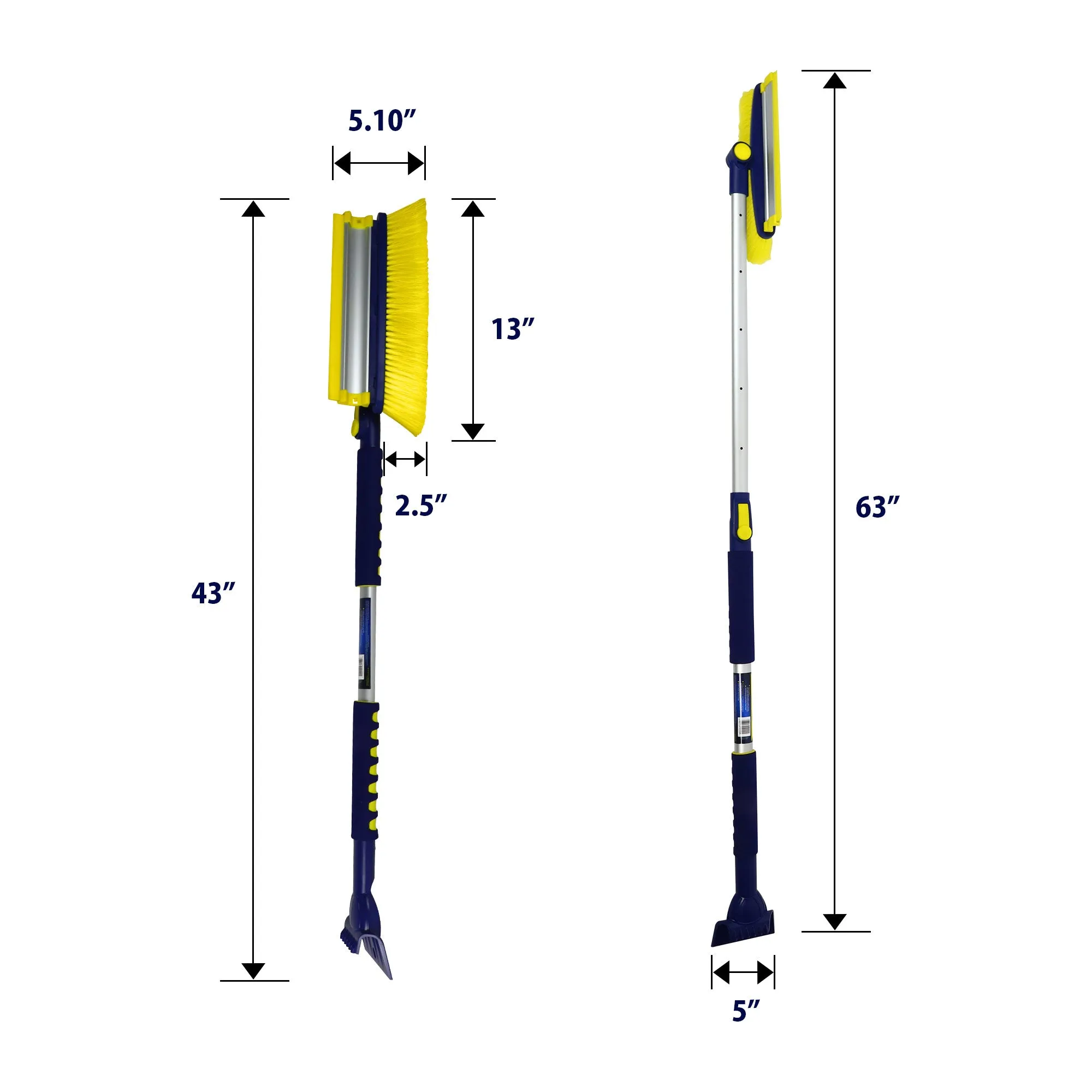 Michelin Ultra Duty Extendable 43-63" Snow Brush for Trucks XL Swivel Head, Squeegee, Ice Scraper, Ergonomic, Scratch Free Auto Window Snowbrush, Windshield Broom for Car, SUV