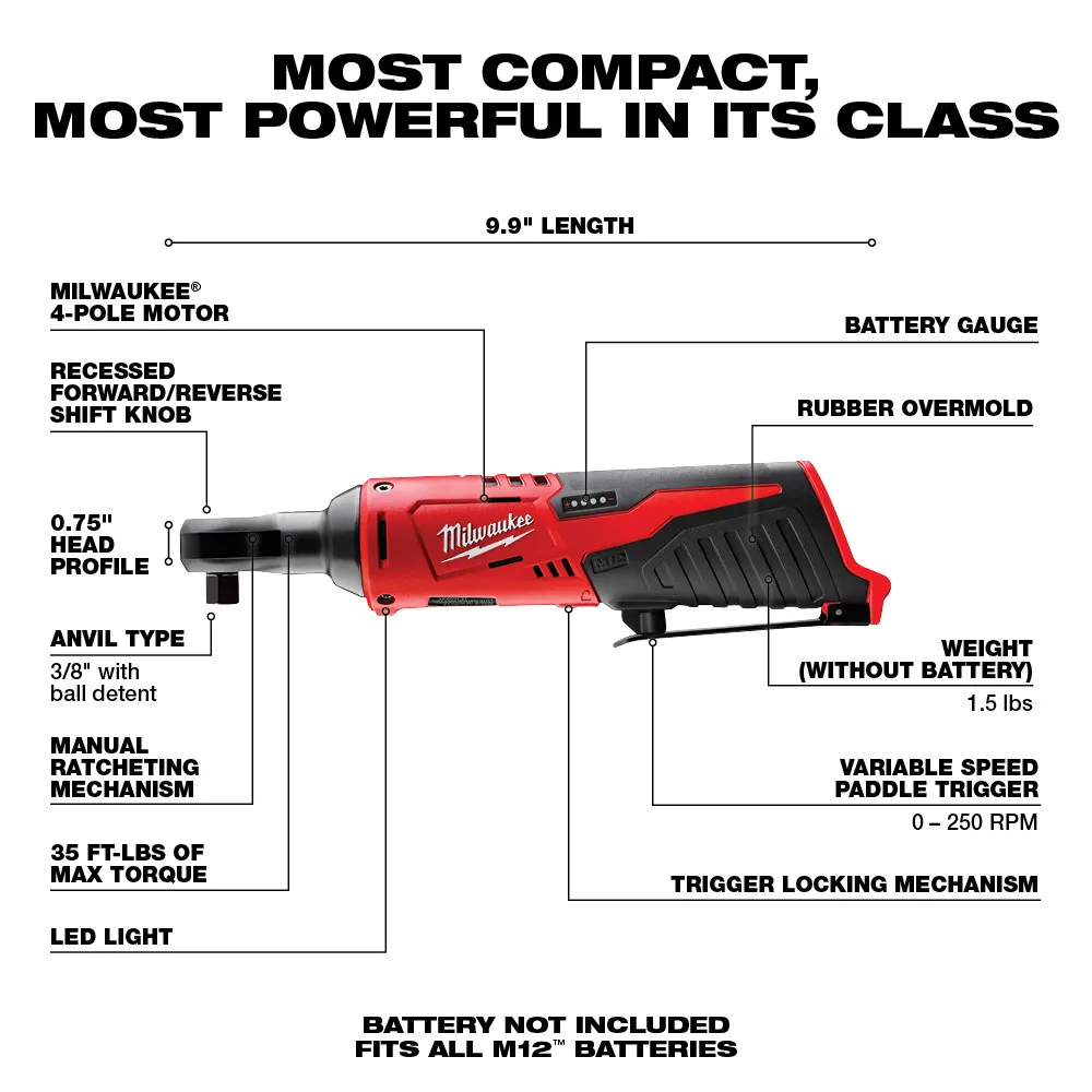 Milwaukee M12 Cordless 3/8" Ratchet