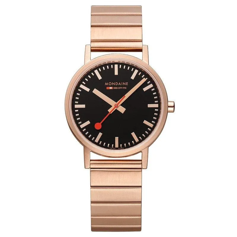 Mondaine Classic Rose Gold Tone Stainless Steel Analogue Watch 36mm