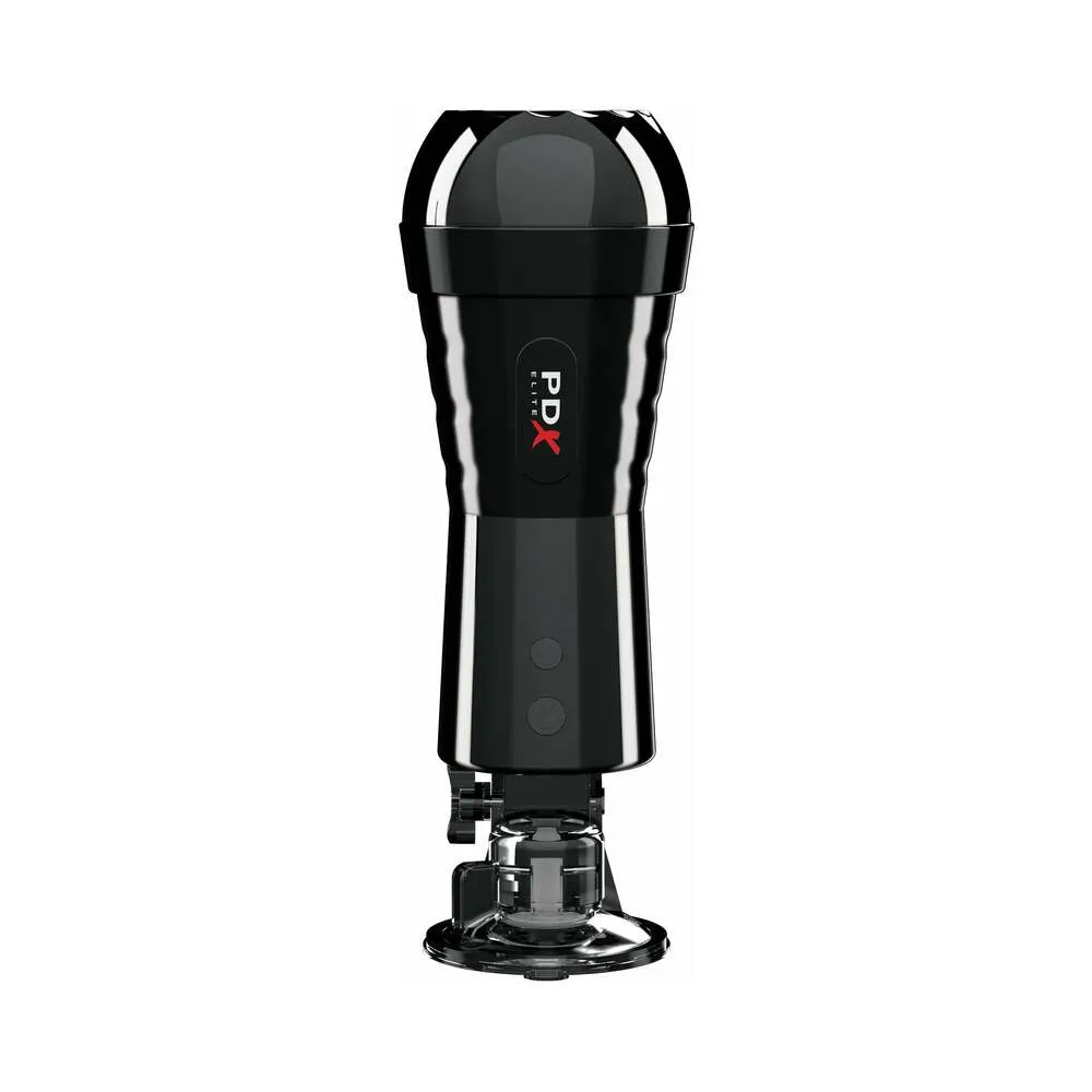 PDX Elite Cock Compressor Rechargeable Vibrating Stroker With Hands-Free Suction Cup Beige/Black