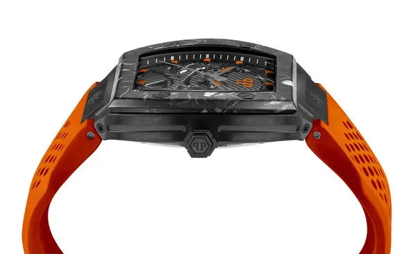 Philipp Plein Mens Watch High-Iconic The Skeleton Sport Master Automatic Orange PWBAA1222