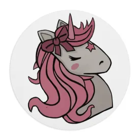 Pink Hair Unicorn Head Mouse Pad