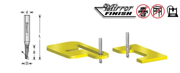 Plastic Cutting Spiral 'O' Flute Router Bit | 1⁄2 Dia x 1 5⁄8 x 1⁄2 Shank x 3 1⁄2" Long Up-Cut | 51428 | 738685114285