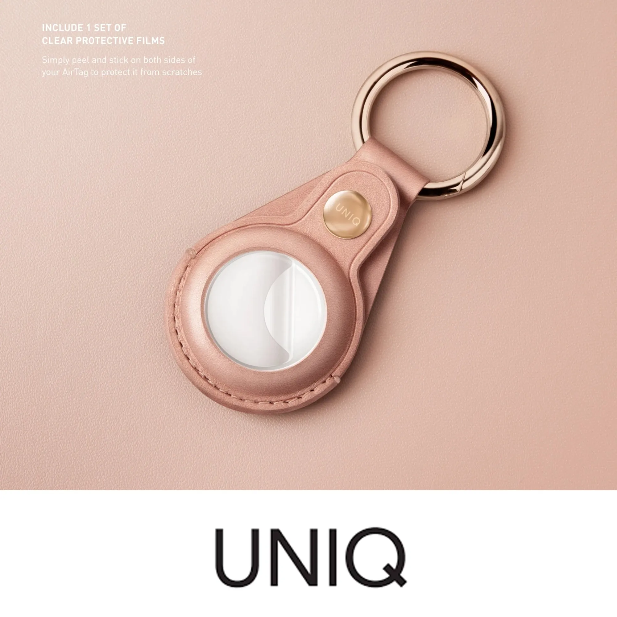 [RACKV2_CLEARANCE] UNIQ Domus Case for AirTag - Include 1 set front & back protective films - Pink (Barcode: 8886463677377 )