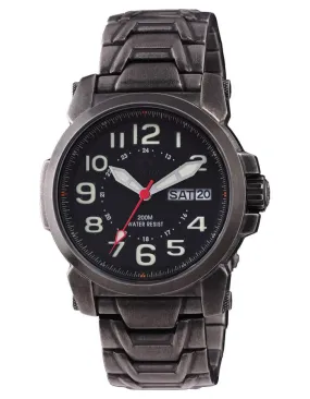 Reactor Mens Atom Watch - Battleworn Stainless - Matte Black Dial - Day/Date