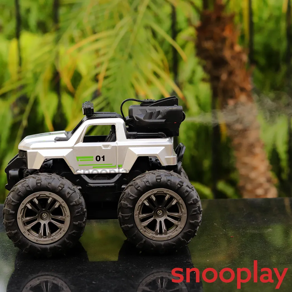 Remote Controlled Spray Stunt Car with LED Lights and One Touch Spray effect (Scale 1:14) - Assorted Colors