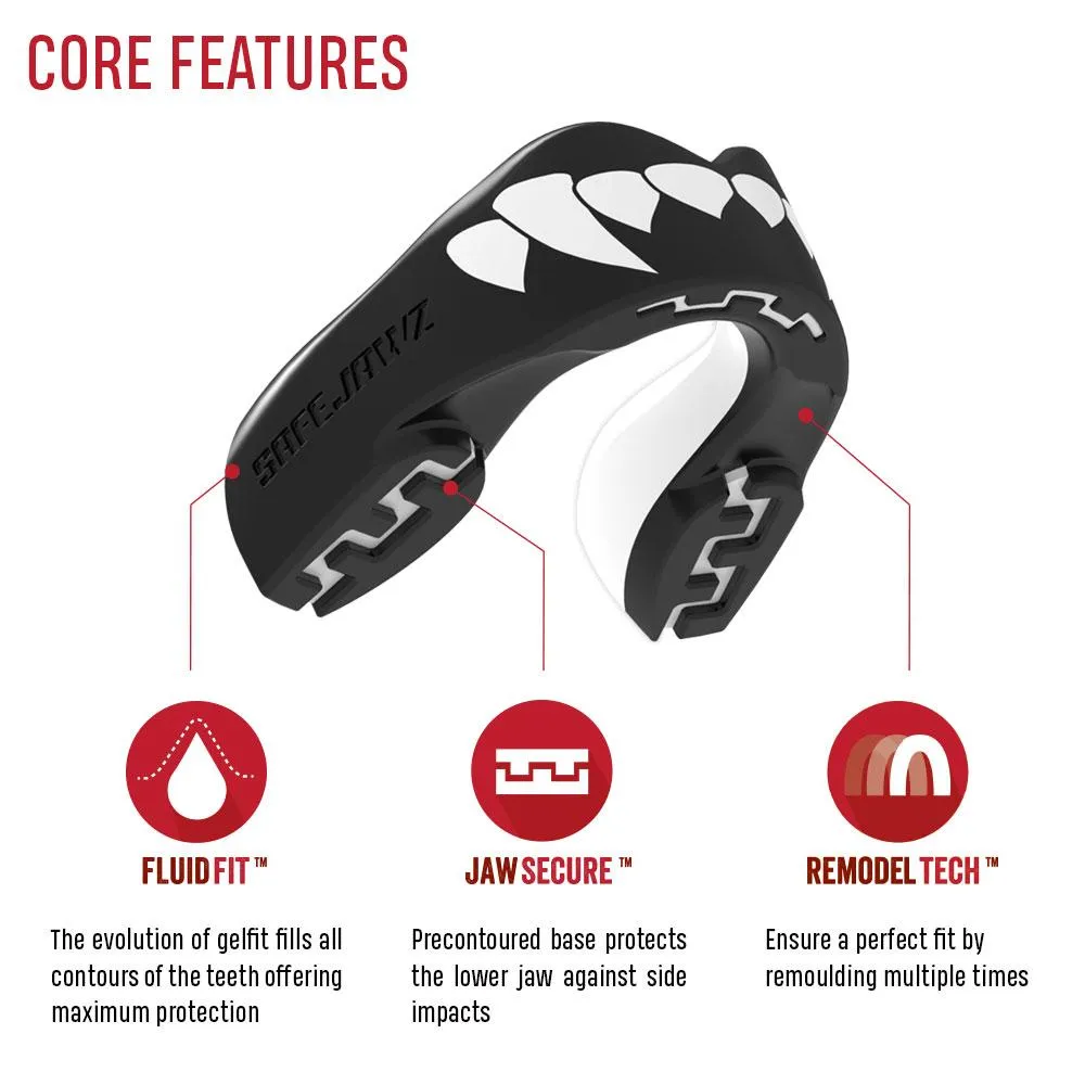 SAFEJAWZ EXTRO SERIES SELF-FIT FANGZ SPORTS MUAY THAI BOXING MMA MOUTHGUARD Senior Age 12 