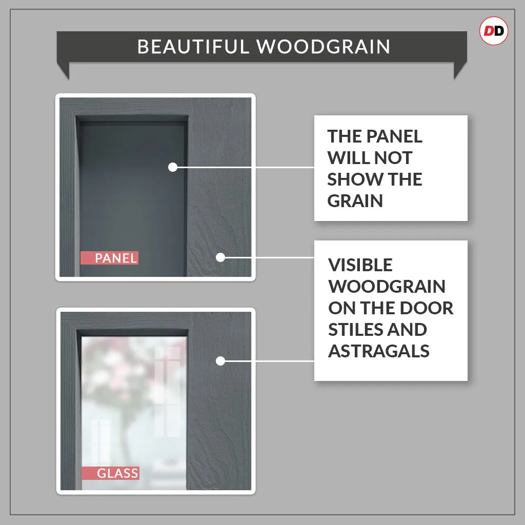 Single Sliding Door & Premium Wall Track - Eco-Urban® Bronx 4 Pane Door DD6315G - Clear Glass - 6 Colour Options