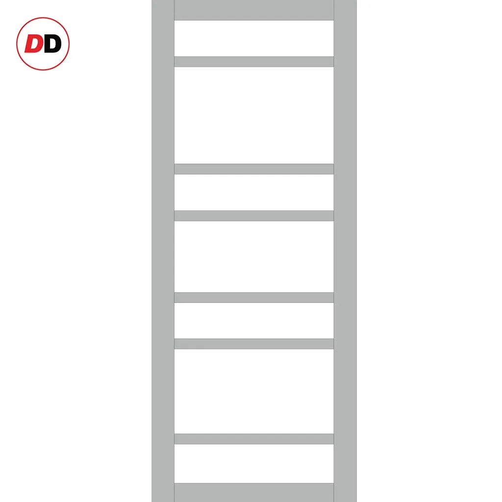 Single Sliding Door & Premium Wall Track - Eco-Urban® Metropolitan 7 Pane Door DD6405G Clear Glass - 6 Colour Options