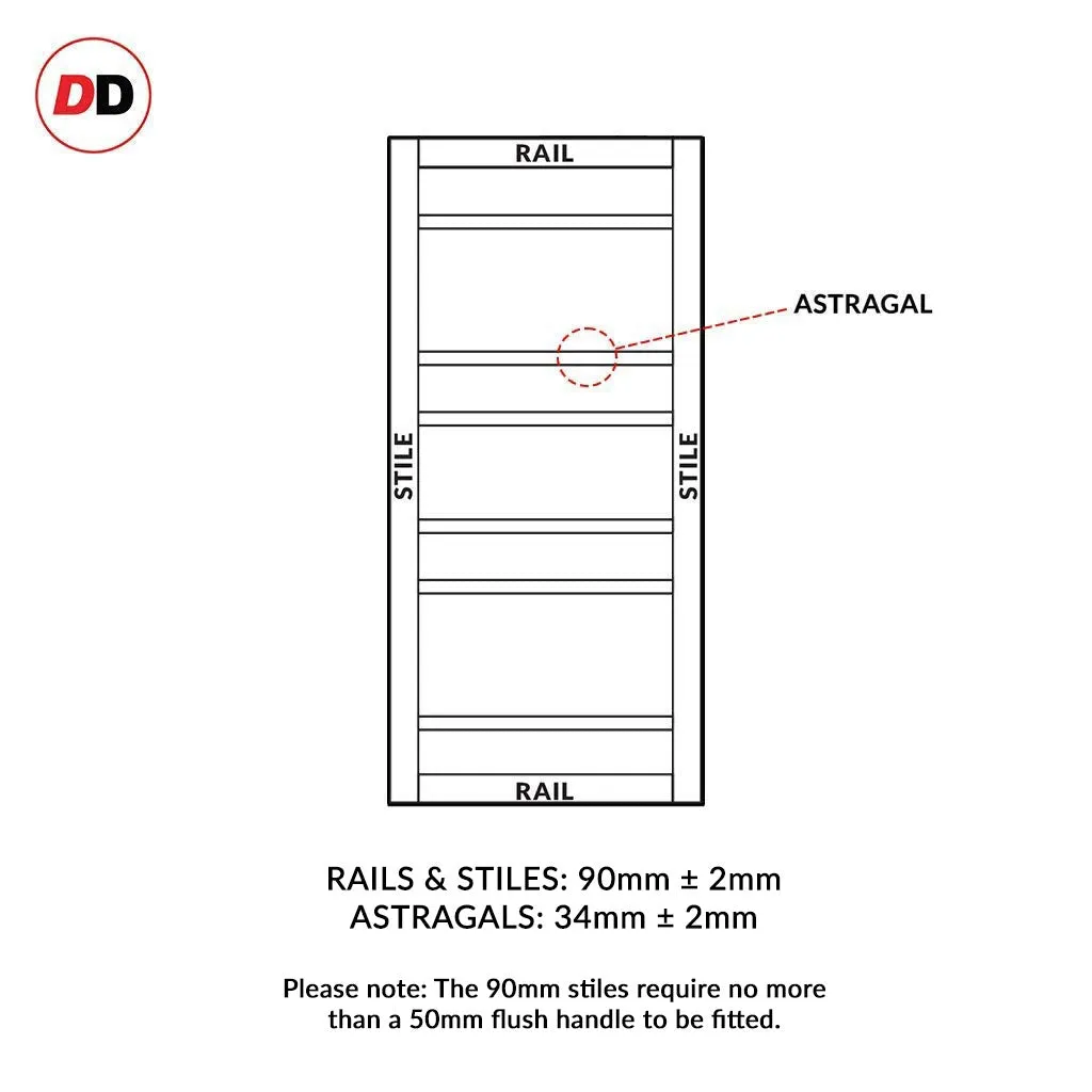 Single Sliding Door & Premium Wall Track - Eco-Urban® Metropolitan 7 Pane Door DD6405G Clear Glass - 6 Colour Options