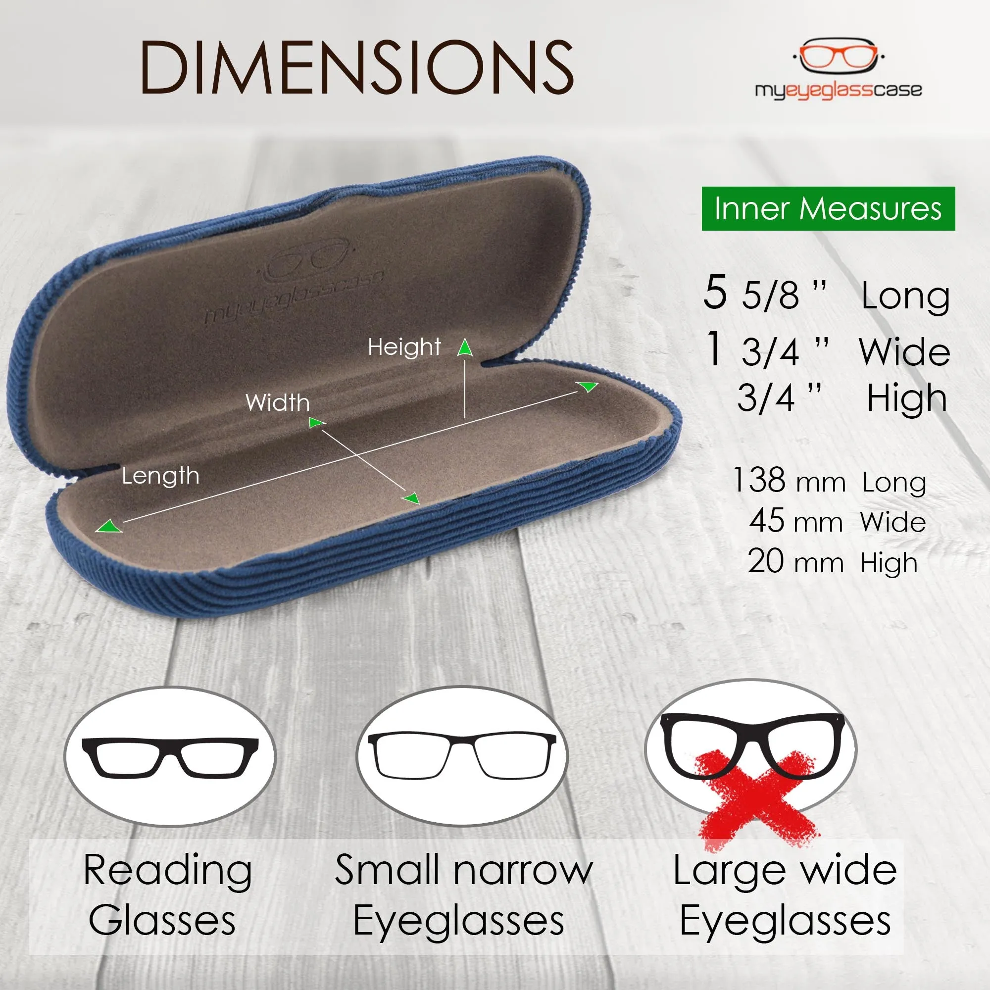 Small Hard Eyeglass Case, Reading Glasses Case w/ Drawstring Pouch & Cleaning Cloth ( S5 Corduroy Blue)