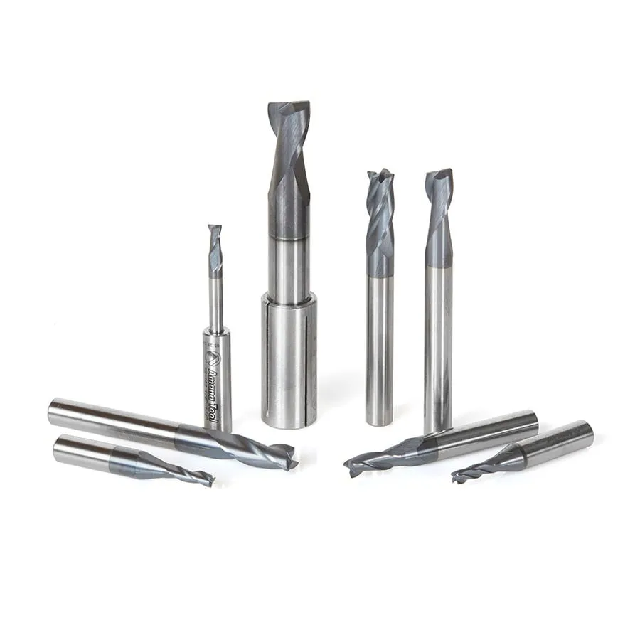 Spiral End Mill CNC Router Bit Collection | 8 Piece | 1⁄8, 1⁄4 & 3⁄8" Shank | AMS-152 | 738685221525