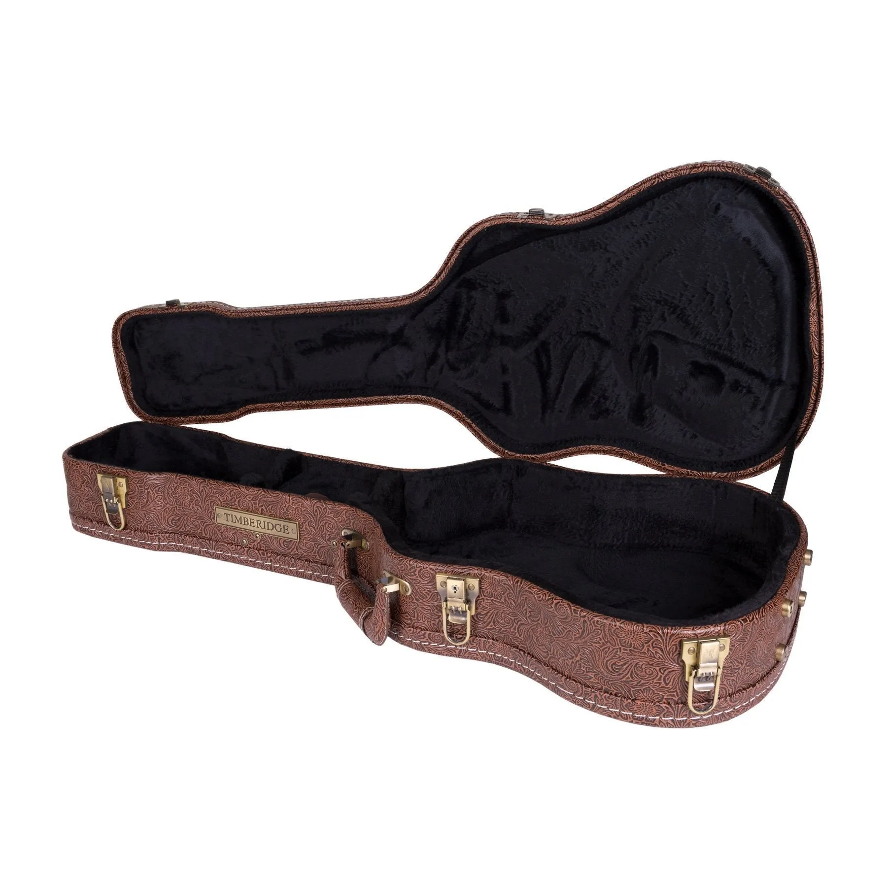 Timberidge Deluxe Shaped 12-String Mini Acoustic Guitar Hard Case (Paisley Brown)