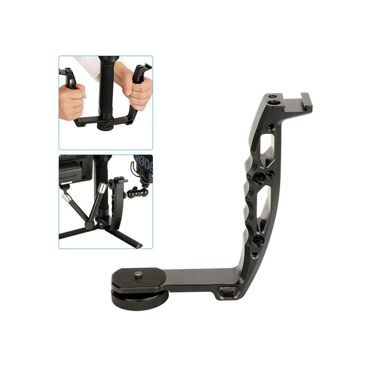 UURig by Ulanzi DH03 Metal L Type Bracket Microphone Stand Handle Grip Video Monitor Mount for DJI Ronin S Ronin-SC Zhiyun Crane 2 Moza Air 2