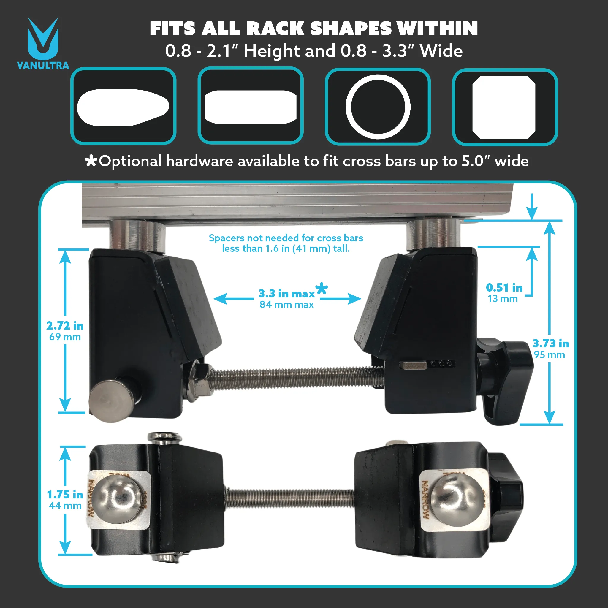 Vanultra Roof Top Tent Quick Release Mounts (Fit for Intrepid Camp Gear)