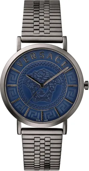 Versace Men's Watch V-Essential Blue Black Bracelet VEJ401021