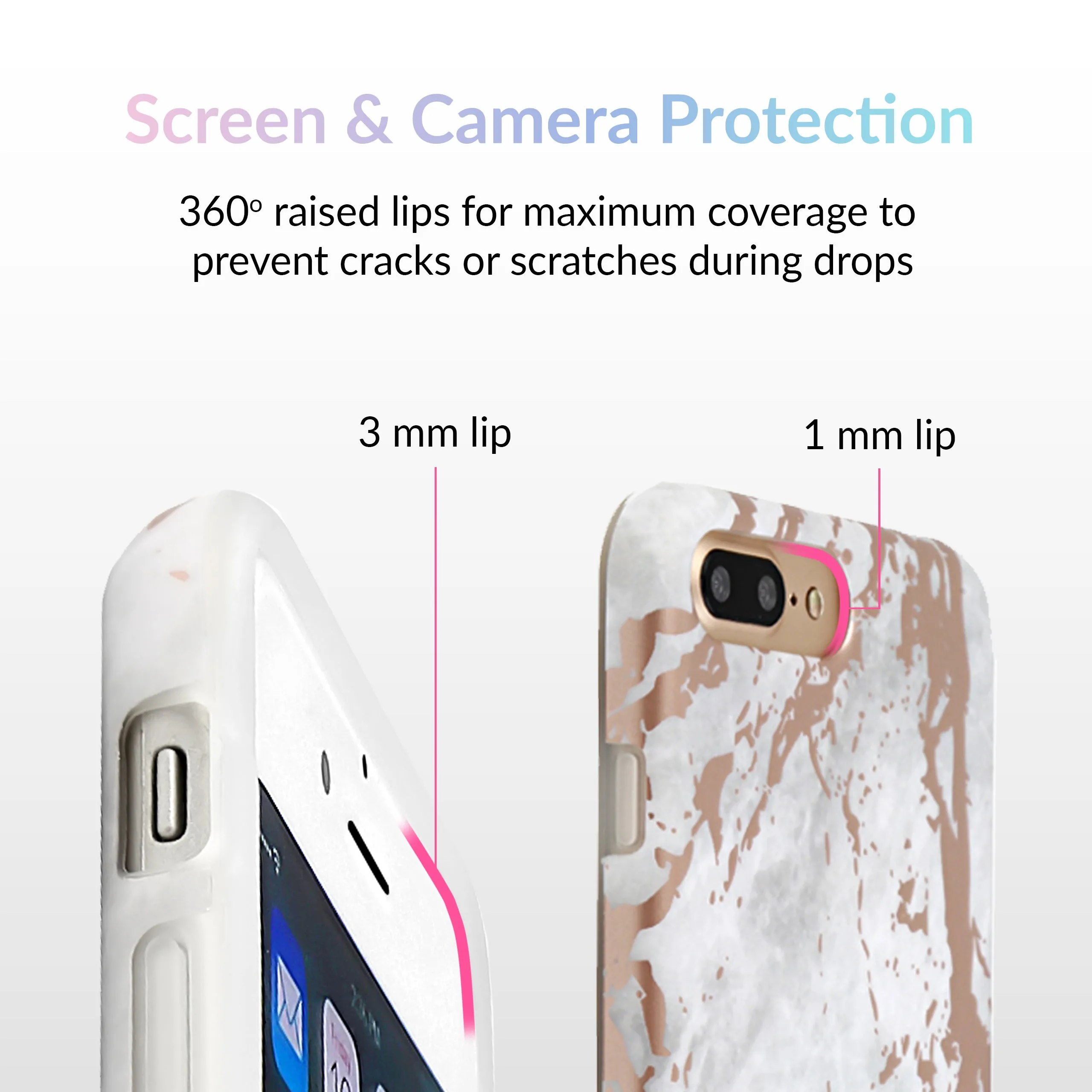 White Marble Rose Gold Chrome iPhone Case