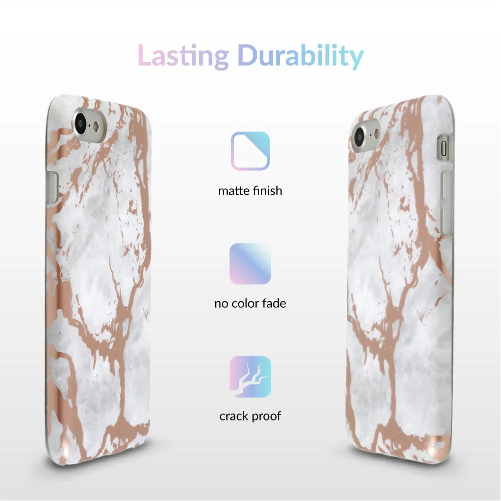 White Marble Rose Gold Chrome iPhone Case