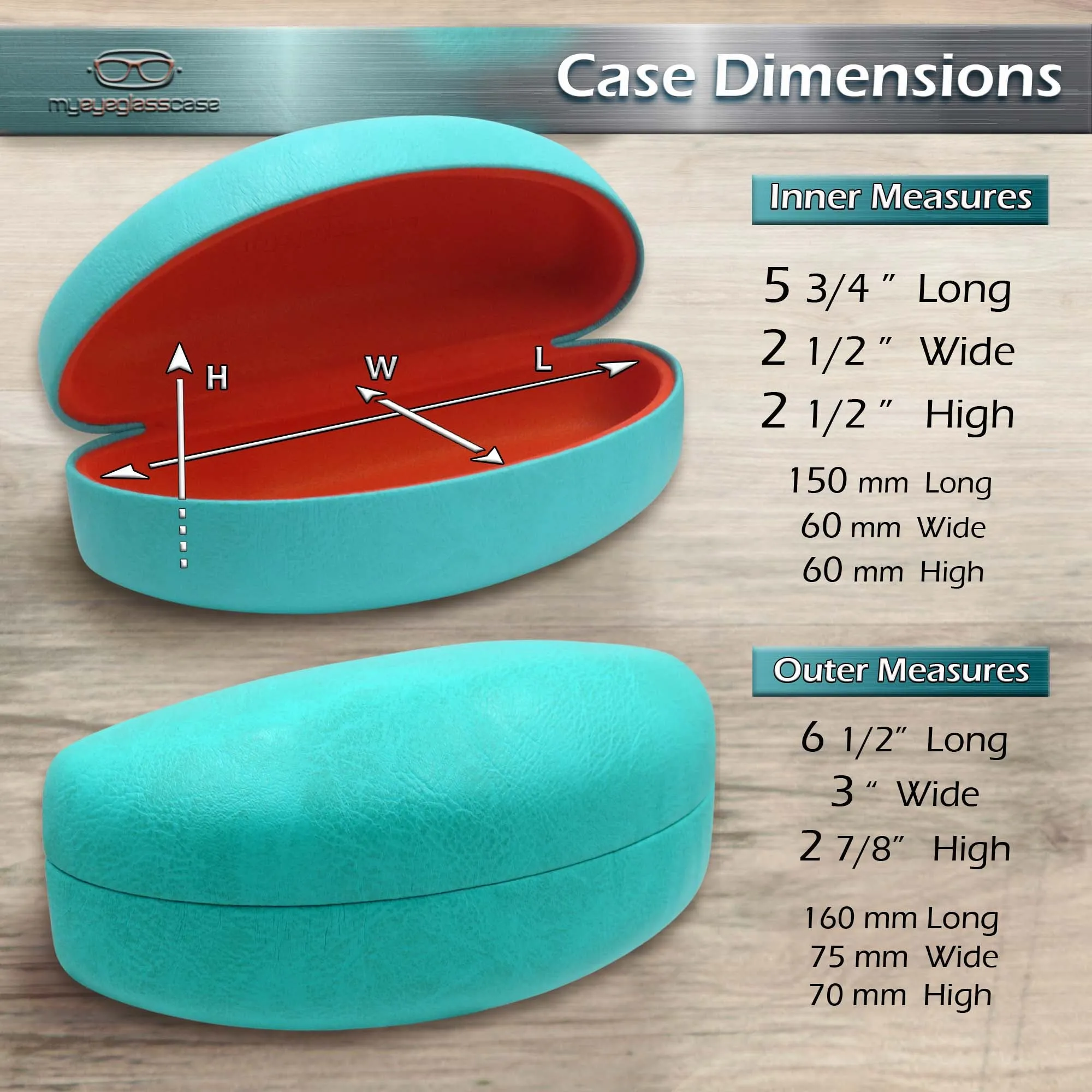 Women curved Extra Large Sunglasses Case - large glasses case with Pouch & Cloth (AS179 Teal)