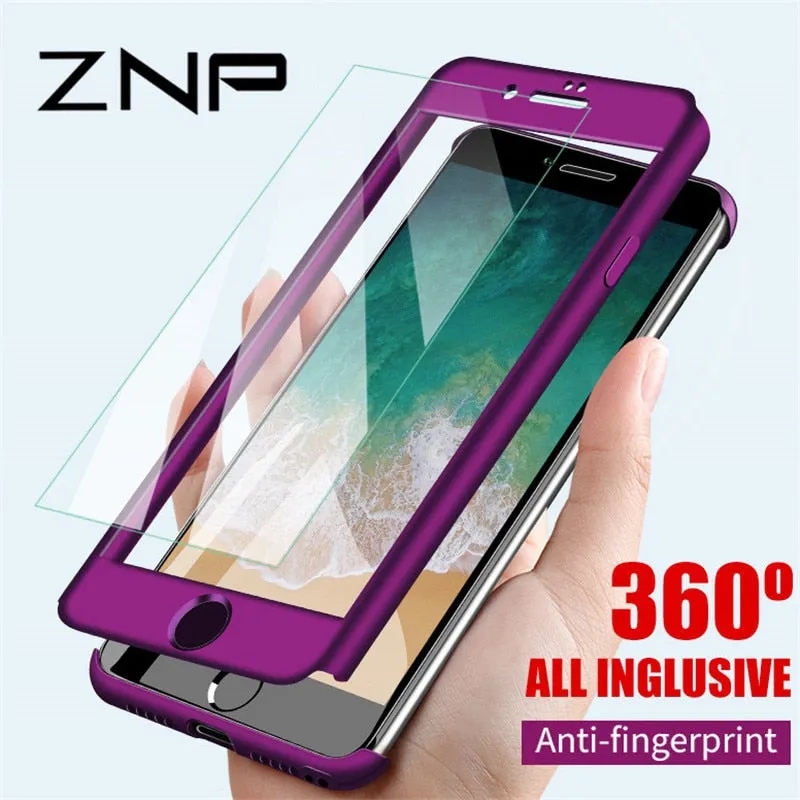 ZNP 360 Full Protective Phone Case For iPhone 8 7 Plus 6 6s Case 5 5S SE X 10 Full Cover For iPhone XR Xs Max X Case cover